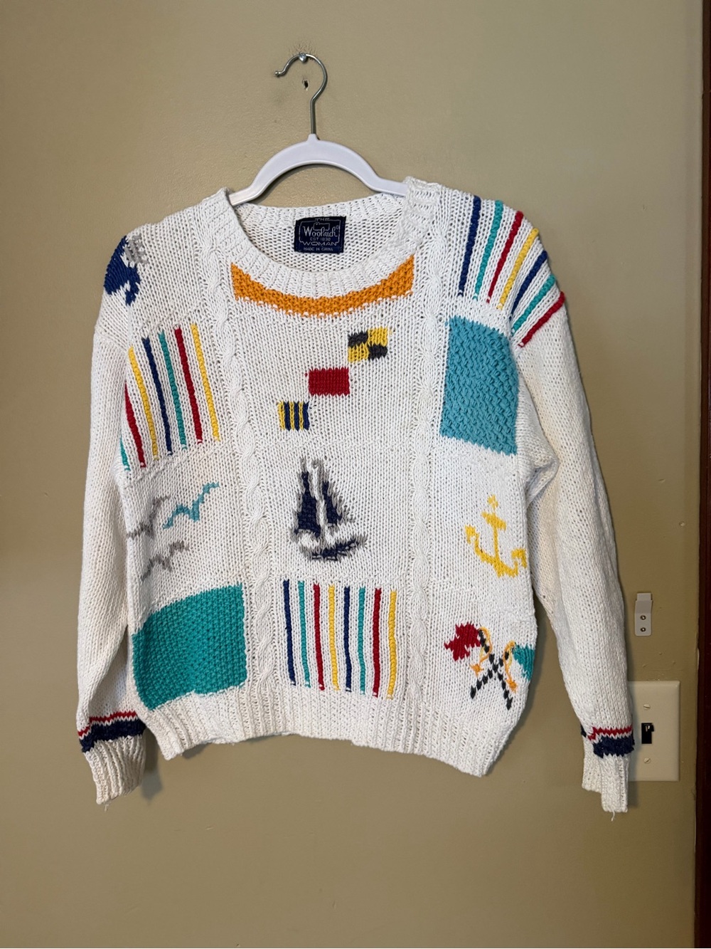 Woolrich Vintage 80’s Nautical Patchwork Knit Sweater - Picture 2 of 9